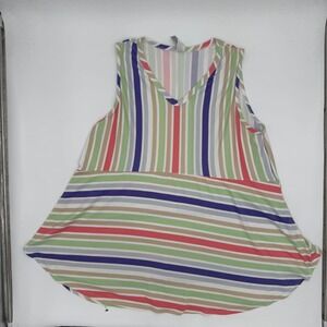 Honeyme Curvy Tank Top Womens 3XL Multi Striped Sleeveless V Neck Pullover